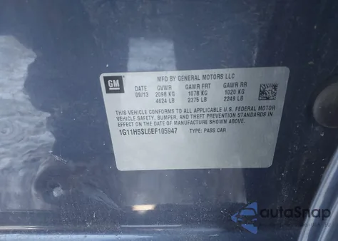 2014 Chevrolet Malibu 1Lz from USA, damaged, VIN 1G11H5SL6EF105947